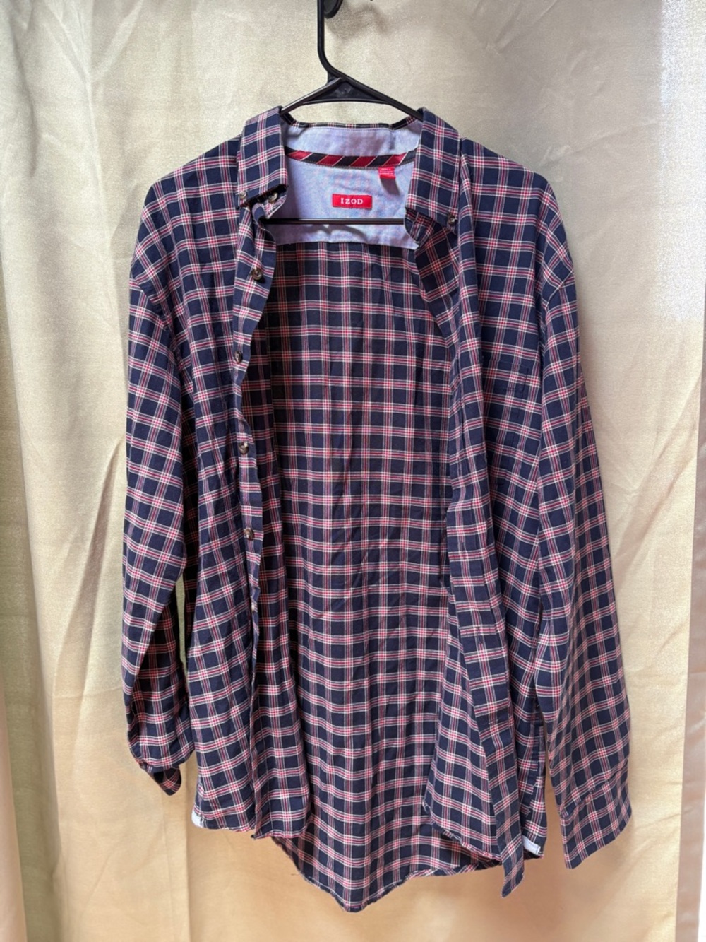 Izod Black and Red Plaid Button-Down Shirt